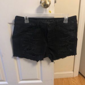American Eagle ripped stretch black shorts 8